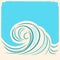 Sea wave. Retro water wave background illustration