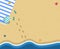 Sea Wave and Sand Beach Square Banner, Copy Space