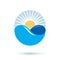 Sea wave splash vector logotype. World water day theme.