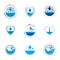 Sea wave splash vector logotype. World water day theme. Human an