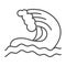 Sea wave thin line icon, waterpark concept, Waves symbol sign on white background, Water Wave icon in outline style for