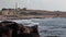 Sea waves on lighthouse background, Mediterranean sea, Faros beach, Pathos, Cyprus