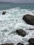 Sea waves in the mediterranean sea. Large stones in the foreground