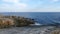 Sea waves and rocks. The uninhabited side of the island Korcula