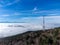 Sea of white clouds above Rioja Alavesa valley as seen from sunny point of view Balcon De La Rioja, Spain in winter