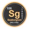 Seaborgium Sg chemical element. 3D rendering