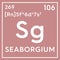 Seaborgium. Transition metals. Chemical Element of Mendeleev\\\'s Periodic Table. 3D illustration