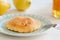 Seadas or sebadas, traditional Sardinian dessert on a plate, Italian cuisine