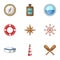 Seafarer icons set, cartoon style