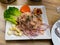 Seafood ceviche from hake with onion and vegetables