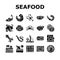 Seafood Cooked Food Dish Menu Icons Set Vector
