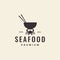 Seafood crab food bowl logo design