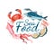 Seafood emblem sticker