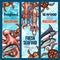 Seafood and fish market banner set with sea animal