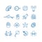 Seafood, fish thin line vector icons