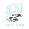 Seafood fish and wave abstract hand drawn design elements for me