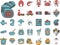 Seafood flat color icons collection