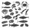 Seafood glyph icon set