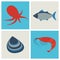 Seafood icons set