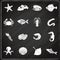 Seafood icons set chalkboard