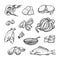 Seafood.Isolated vector graphics on white background