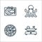 seafood line icons. linear set. quality vector line set such as fish, pizza, octopus