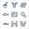 seafood line icons. linear set. quality vector line set such as mussel, crab, mackerel, sea urchin, kazunoko, catfish, dolly fish