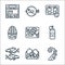 seafood line icons. linear set. quality vector line set such as tentacles, steamed fish, sardine, sauce, sashimi, fried fish, claw