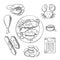 Seafood and meat sketched icons