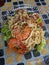 seafood noodle and salad known  as kerabu maggi