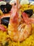 Seafood paella closeup