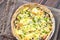 Seafood pie with saffron cream sauce