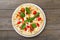 Seafood pizza with shrimps, basil and cheese