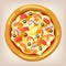 Seafood pizza vector illustration.