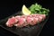 Seafood plate, green heathy food, grill, sushi,