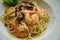 Seafood with prawn spaghetti pasta