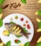 Seafood Restaurant Banner. Fresh Tasty Fried Fish