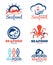 Seafood restaurant and fish logo vector set design