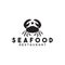 Seafood restaurant logo design vector template with crab icon