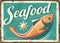 Seafood restaurant vintage style signpost
