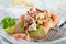 Seafood salad on ciabatta bread