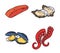 Seafood salmon mussels octopus clams menu gourmet fresh icon isolated image