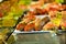 Seafood sandwiches at the fish market in Bergen, Norway