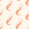 Seafood seamless pattern with Atlantic shrimps, vector illustration