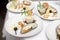 Seafood sets at local restaurant, fine dining, Fresh seafood platter with , mussels and on plate with tartar sauce