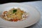 Seafood spaghetti. Italian vegetarian appetizer food