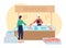 Seafood stall with frozen production 2D vector isolated illustration