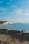 Seaford Head Nature Reserve View of the Cuckmere Haven peacefull seafront beach from the top of the Chalk Cliffs walk. Seven