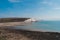 Seaford Head Nature Reserve View of the Cuckmere Haven peacefull seafront beach from the top of the Chalk Cliffs walk. Seven