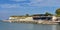 Seafront cafe and huts at Westgate near Margate on the bank of Thames in UK